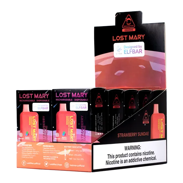 BUY 1 GET 1 FREE Strawberry Sundae Lost Mary OS5000 | Vape Amazon India Lost Mary
